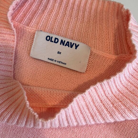 NWOT Old Navy Woman 100% Cotton Pink Soft Loose Fit Mockneck Sweater, 2X - Picture 6 of 7